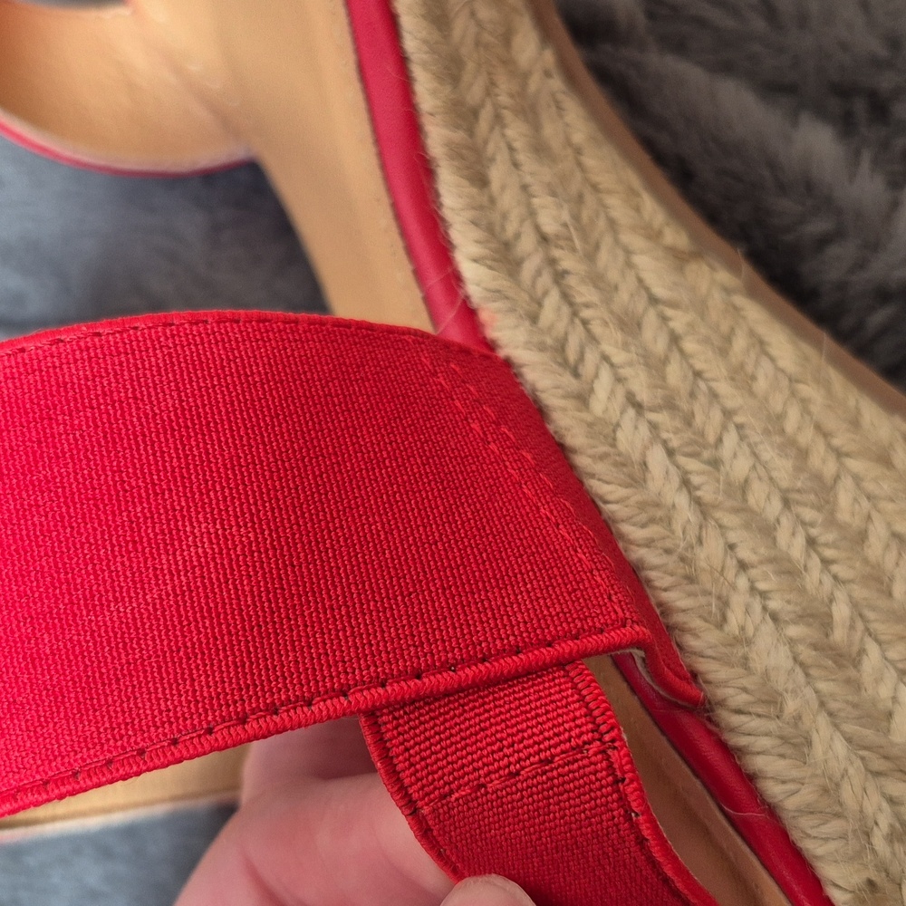Lucy Red Wedge Size 38 Espadrilles with Jute Sole From Taxi, New With Tags - Picture 9 of 14
